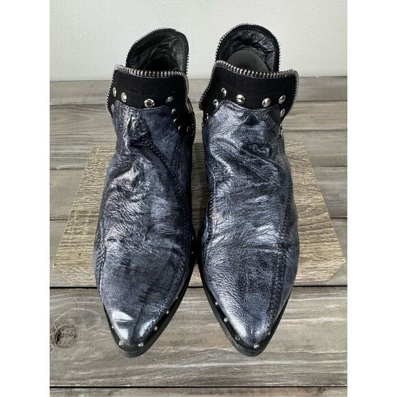 Villa Wang Studded Slip On Gray Western Booties Size 7.5 - Picture 2 of 11